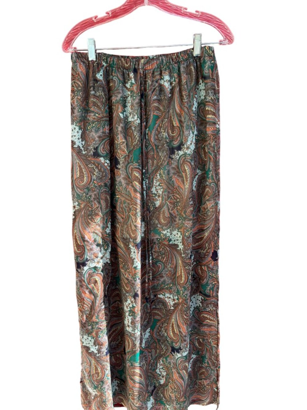 Bobeau Maxi Skirt Paisley Boho Victorian Revival Gypsy Half Liner; Large
